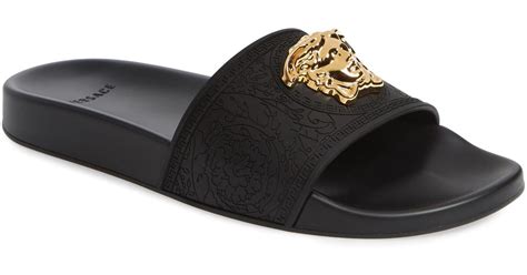 versace black and gold medusa slides|versace palazzo slides.